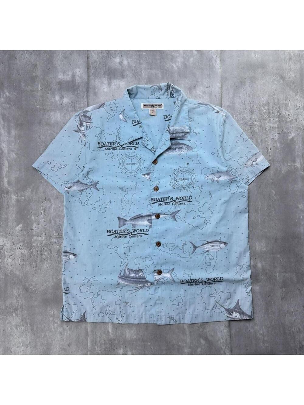 Y2K Blue Hook & Tackle Sailing Button Up Shirt